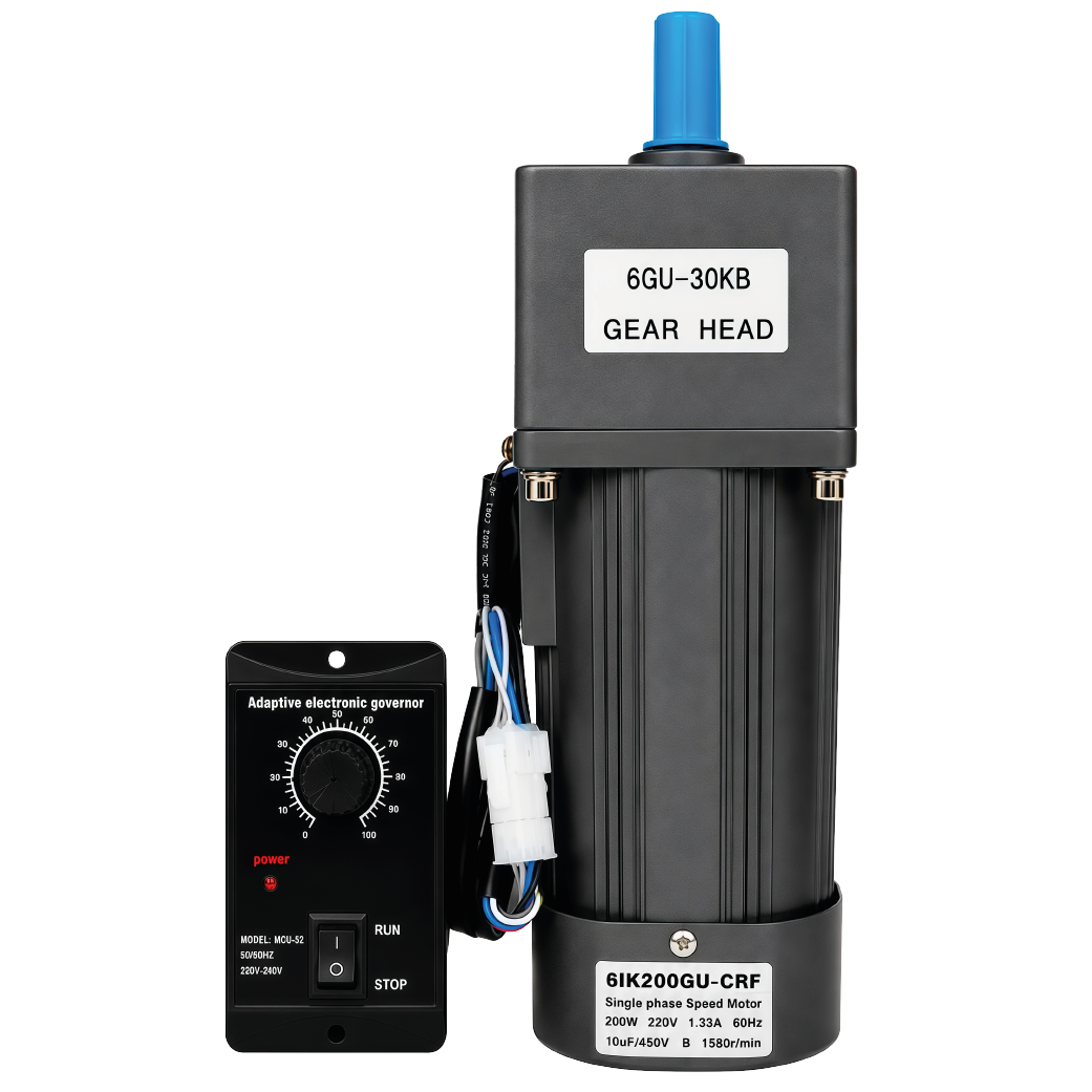 AC Gear Motor 6IK200GU-CRF, 200W 220VAC, con Controlador de Velocidad 200W